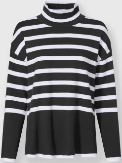 Pull à rayures avec col montant et manches longues