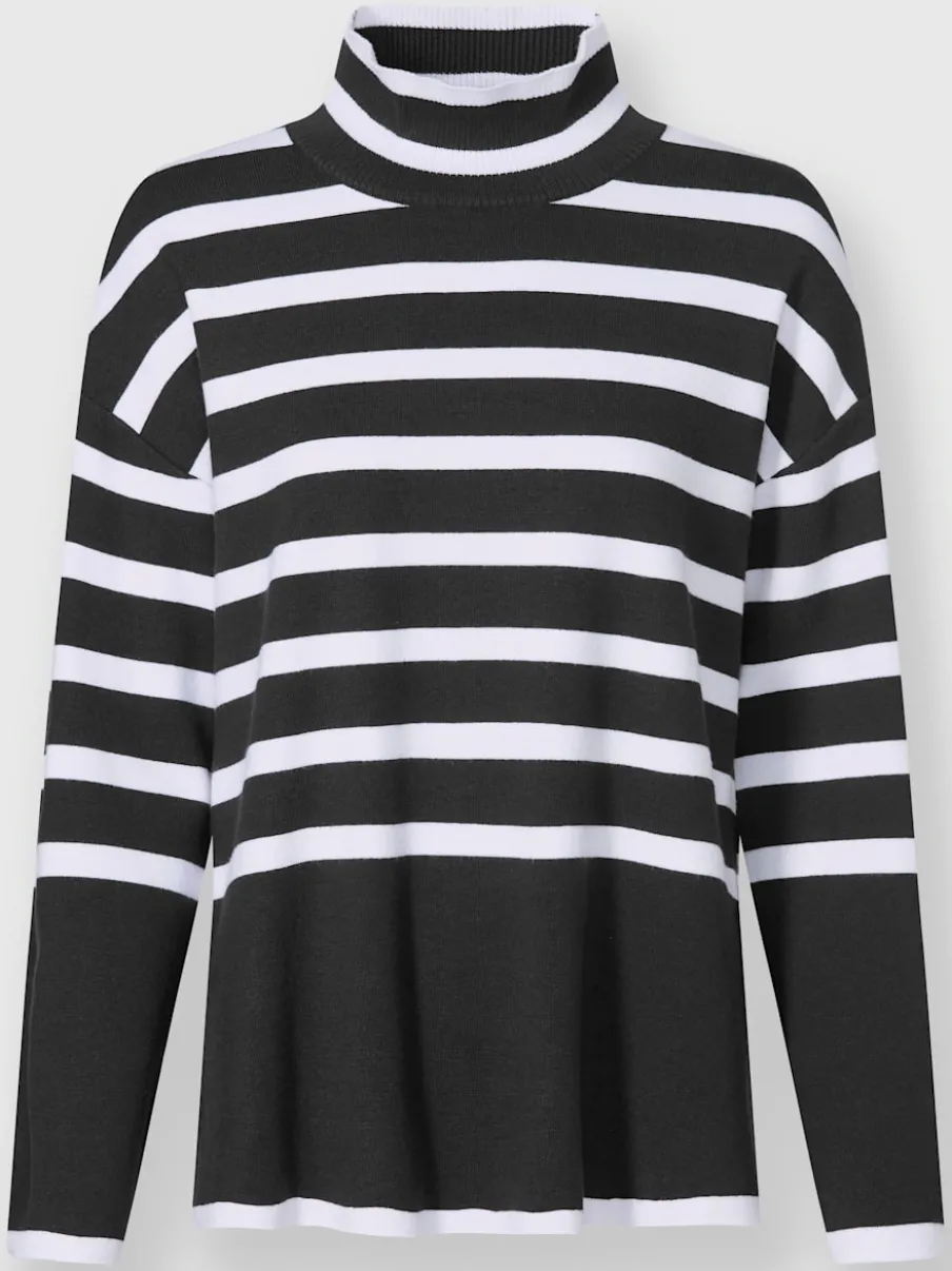 Pull à rayures avec col montant et manches longues