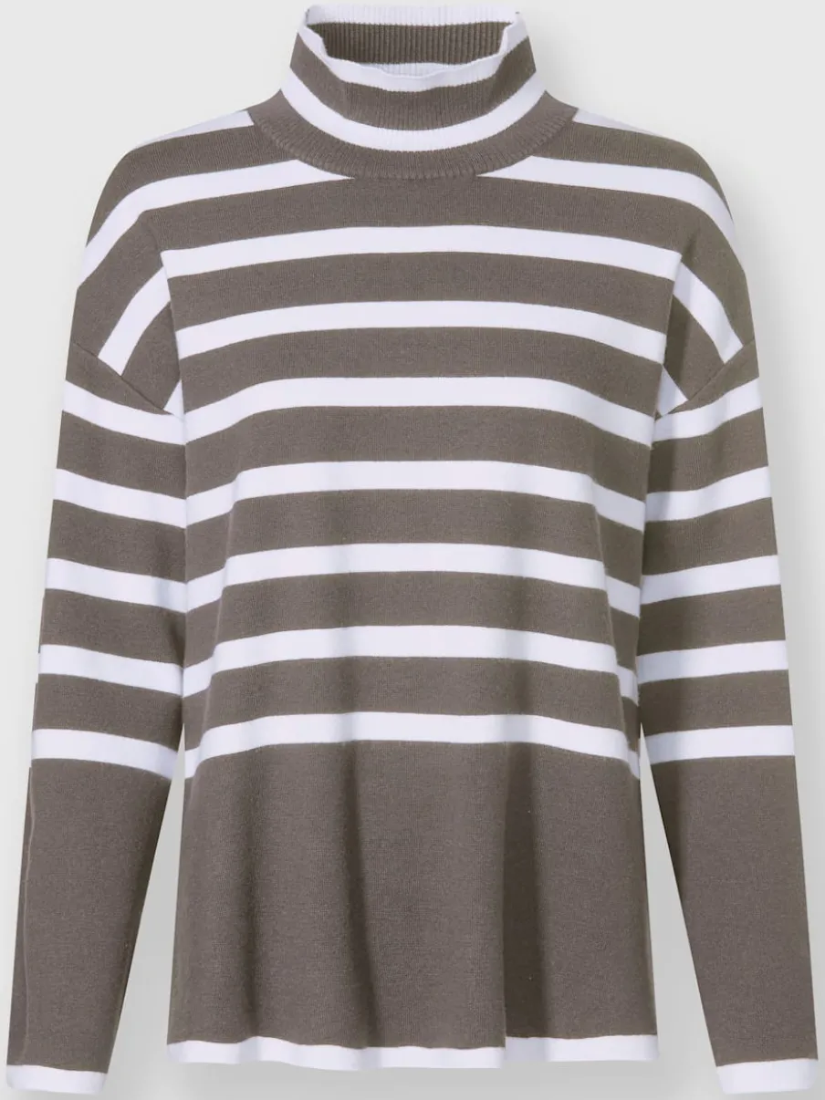 Pull à rayures avec col montant et manches longues