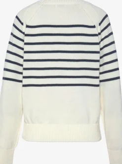 Pull à rayures avec encolure ronde et boutons sur le devant