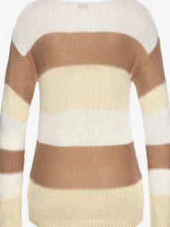 Pull à rayures avec manches longues et finitions côtelées