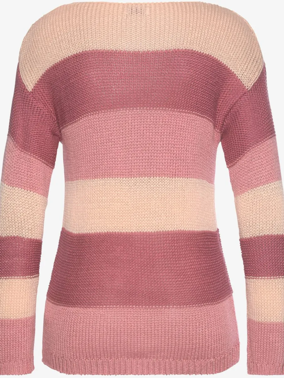 Pull à rayures avec manches longues et finitions côtelées