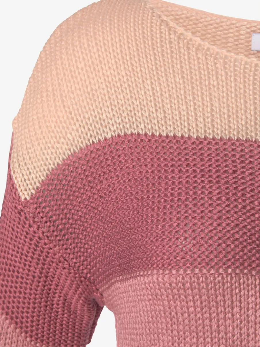 Pull à rayures avec manches longues et finitions côtelées