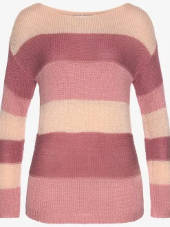 Pull à rayures avec manches longues et finitions côtelées