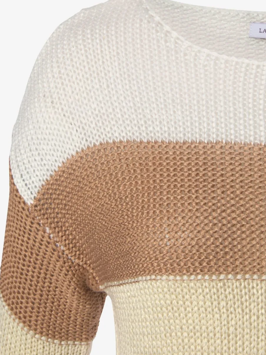 Pull à rayures avec manches longues et finitions côtelées