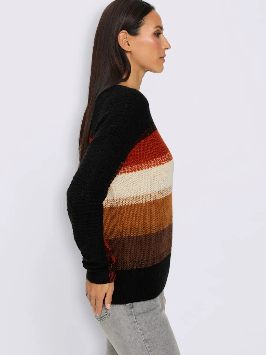 Pull à rayures grosses mailles tendance