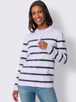 Pull à rayures marinière avec col montant et manches longues