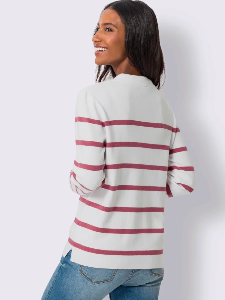 Pull à rayures marinière avec col montant et manches longues