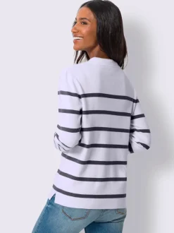 Pull à rayures marinière avec col montant et manches longues