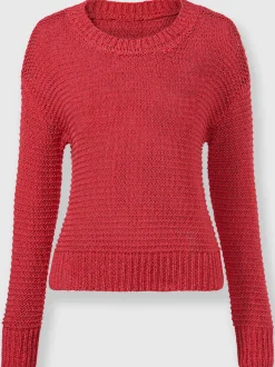 Pull rond mancherons décontractés motif tricoté léger ici