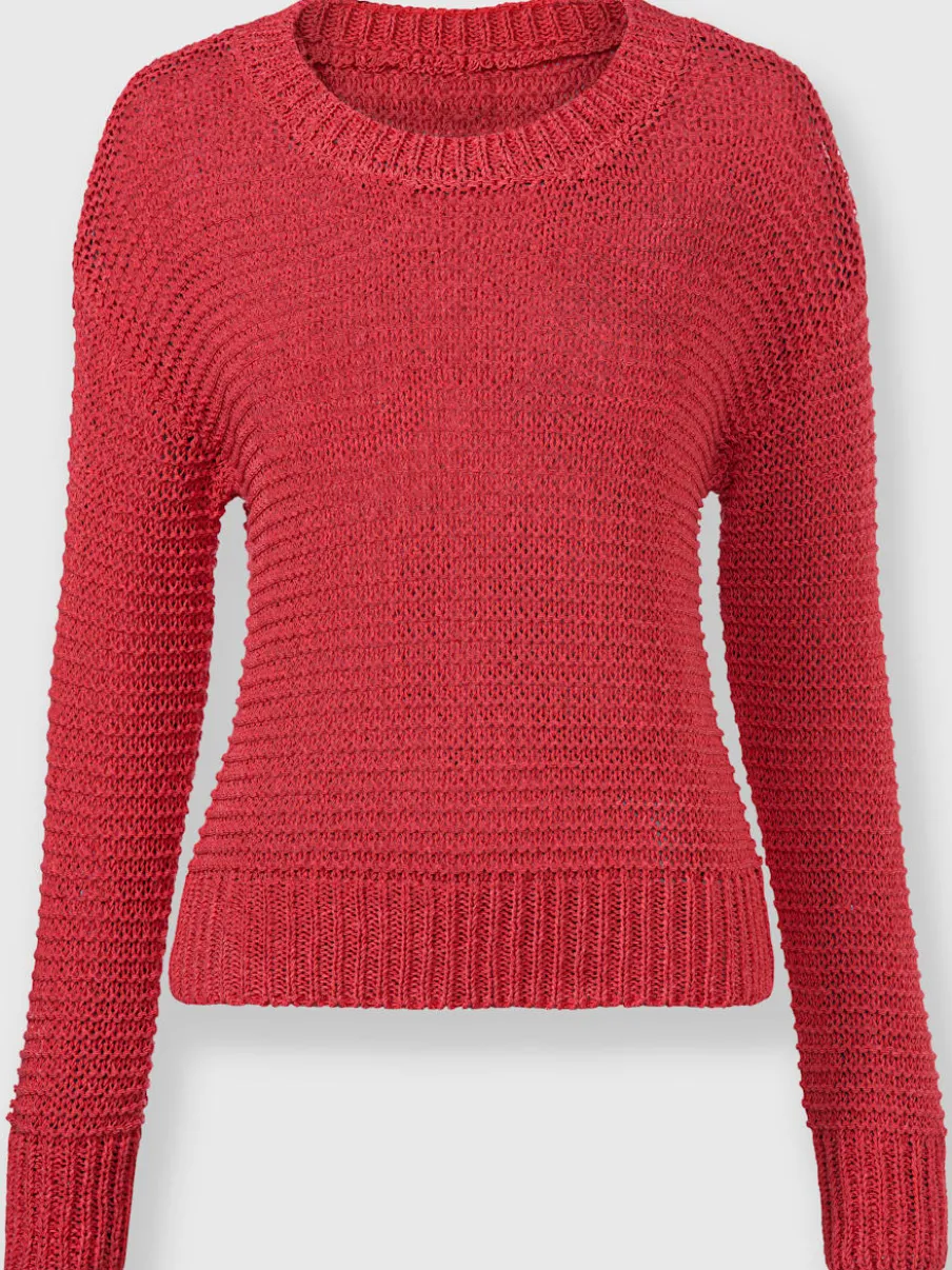 Pull rond mancherons décontractés motif tricoté léger ici