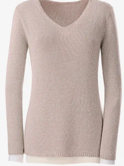 Pulls femmes à col en v et manches longues doux