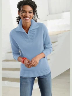 Pull sport avec col montant et manches longues côtelées