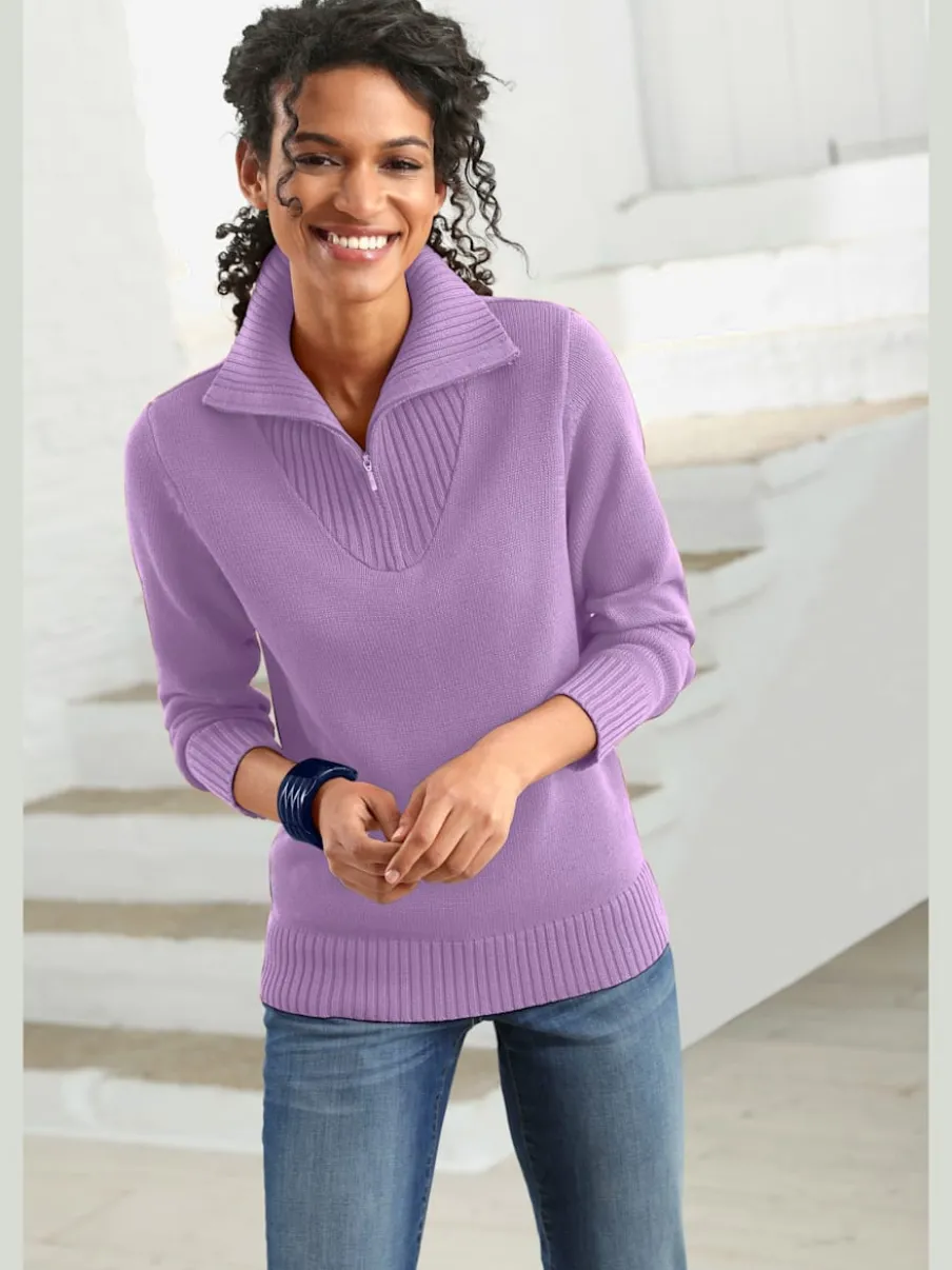 Pull sport avec col montant et manches longues côtelées