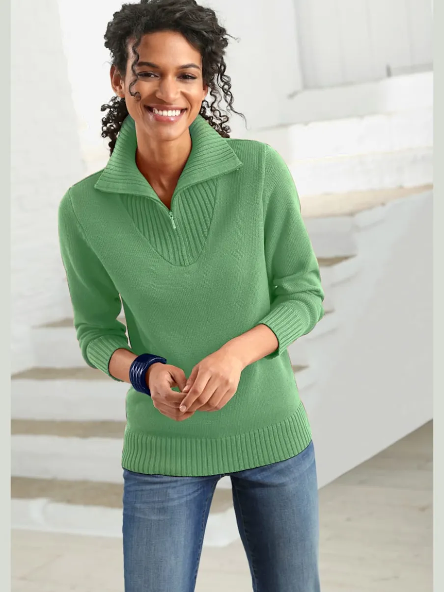 Pull sport avec col montant et manches longues côtelées