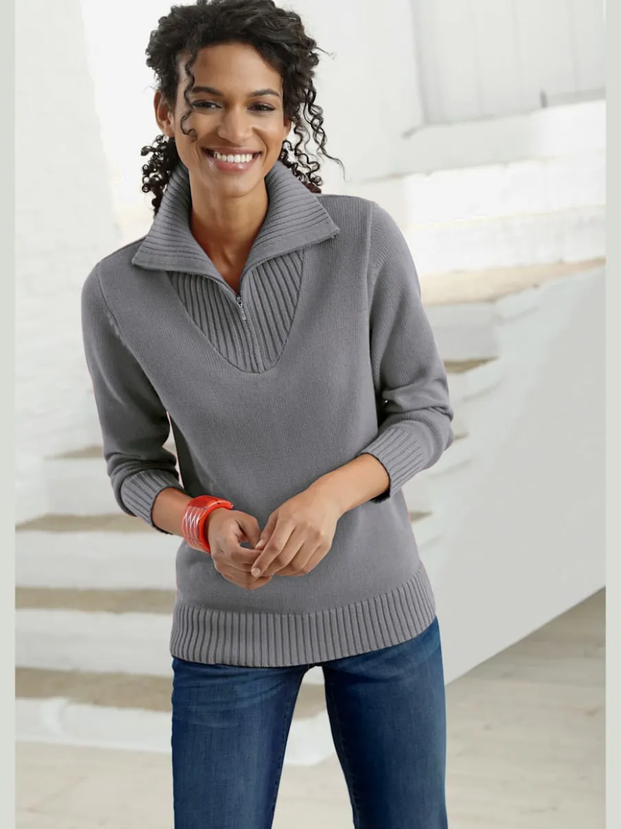 Pull sport avec col montant et manches longues côtelées