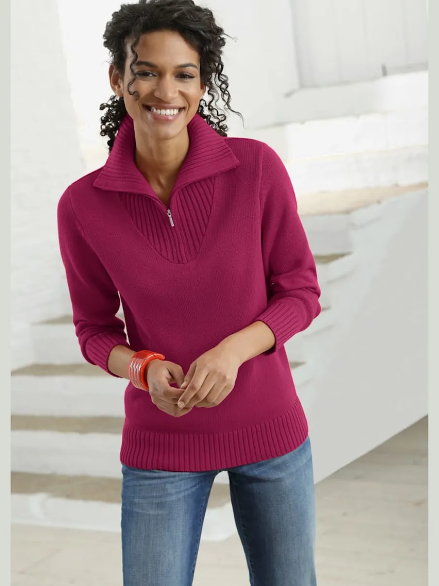 Pull sport avec col montant et manches longues côtelées