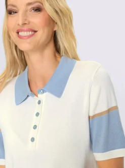 Pull sportif à col polo avec rayures et manches courtes