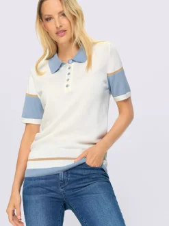 Pull sportif à col polo avec rayures et manches courtes