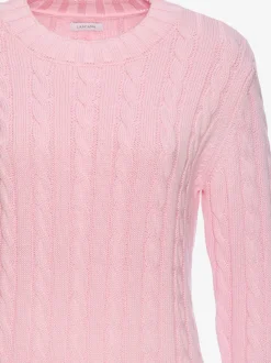 Pull torsadé à encolure ronde avec manches longues et bords-côtes