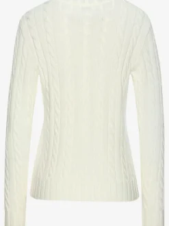 Pull torsadé à encolure ronde avec manches longues et bords-côtes