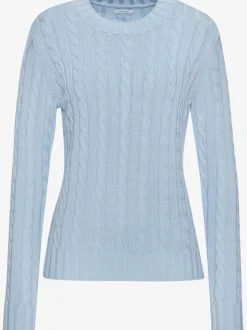 Pull torsadé à encolure ronde avec manches longues et bords-côtes
