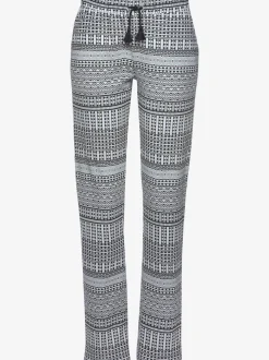 Pyjama avec haut uni et pantalon à motifs