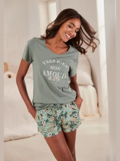 Pyjama court avec imprimé floral
