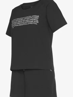 Pyjama court avec imprimé texte devant