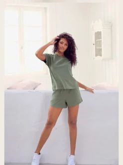 Pyjama court avec imprimé texte devant