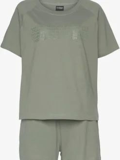 Pyjama court avec imprimé texte devant
