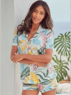Pyjama court classique à motif tropical