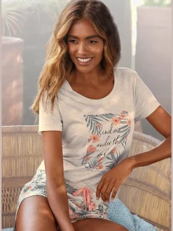 Pyjama court à motif tropical