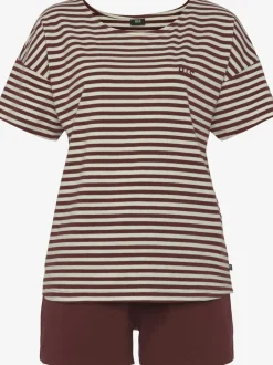 Pyjama court à rayures en fils teintés