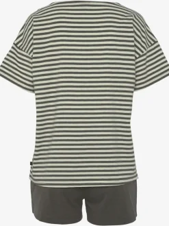 Pyjama court à rayures en fils teintés