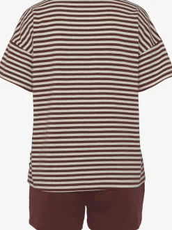 Pyjama court à rayures en fils teintés