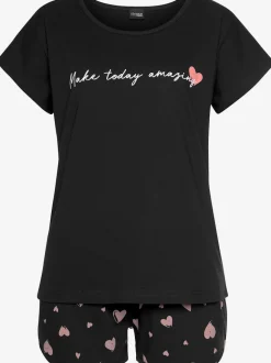Pyjama court t-shirt de nuit à manches courtes et inscription