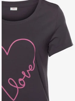 Pyjama court t-shirt à encolure ronde et manches courtes avec revers aux ourlets