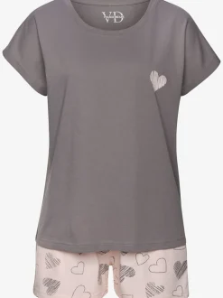 2 pyjamas courts avec imprimé cœurs