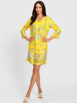 Robe ajustée avec col en V et motif floral