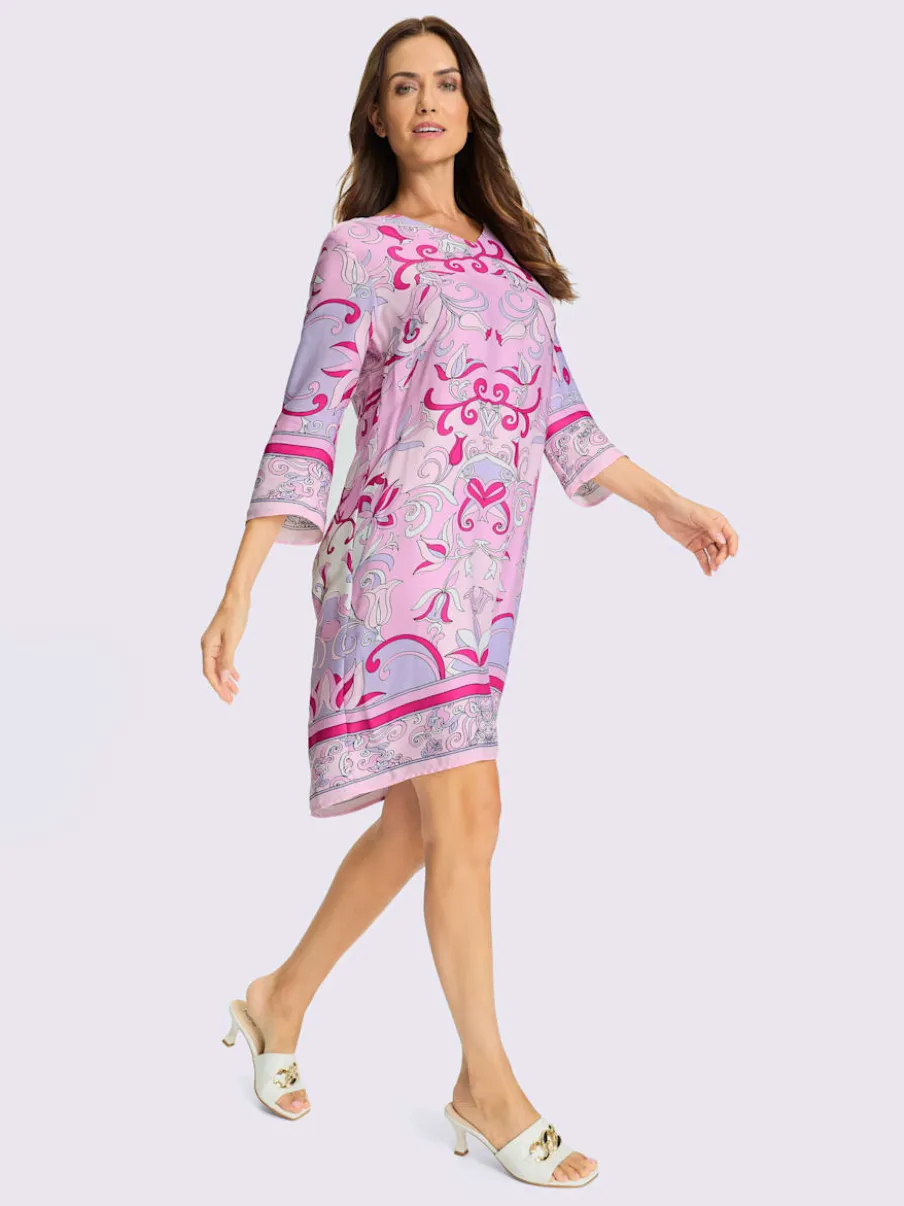 Robe ajustée avec col en V et motif floral