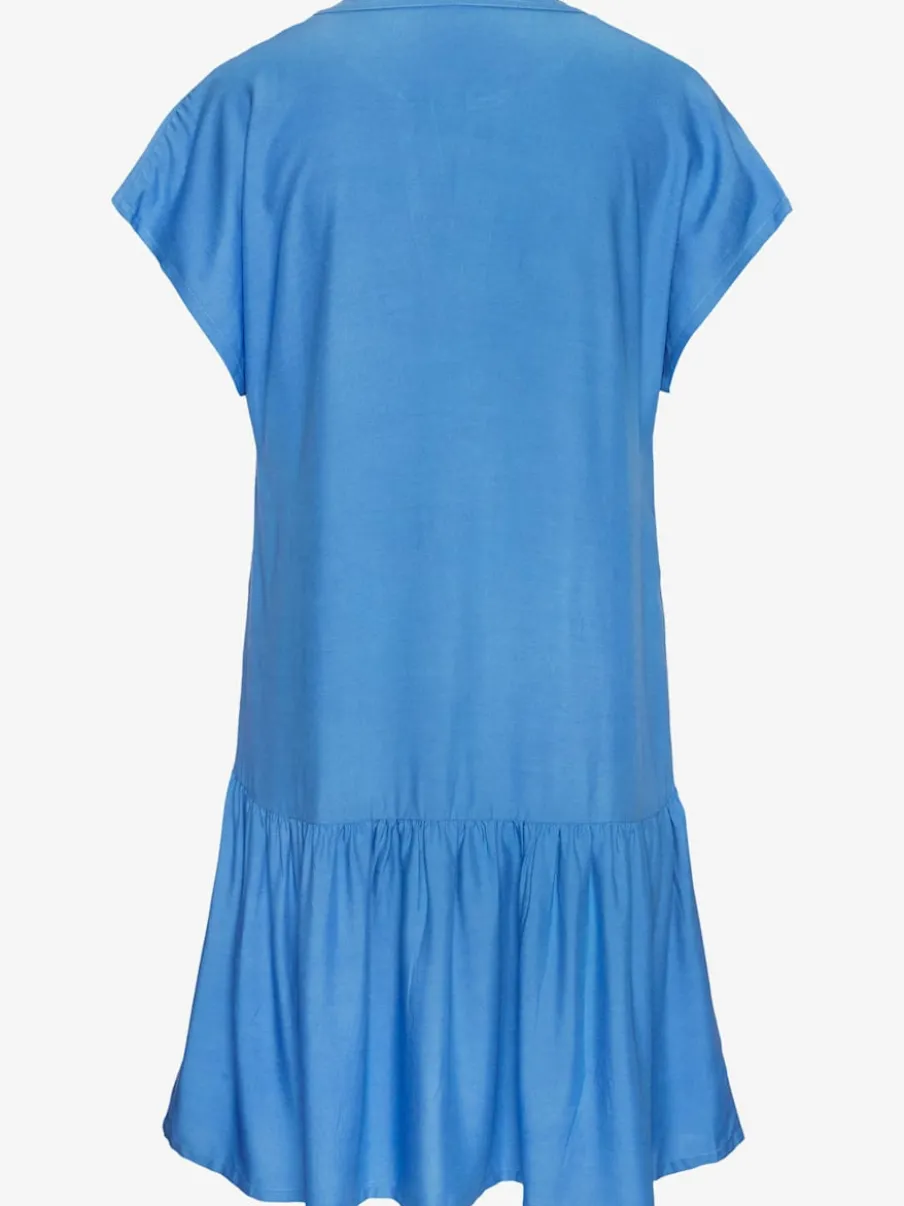 Robe chemisier courte avec col en v volant large