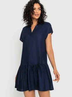 Robe chemisier courte avec col en v volant large