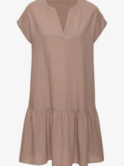 Robe chemisier courte à encolure en v avec mancherons et volants