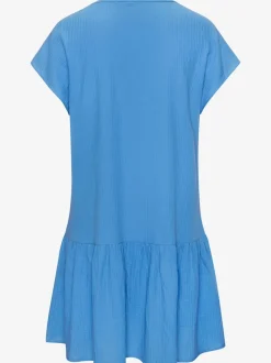 Robe chemisier courte à encolure en v avec mancherons et volants