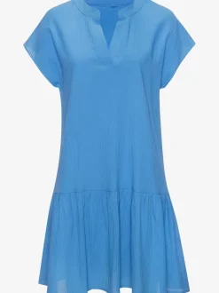 Robe chemisier courte à encolure en v avec mancherons et volants