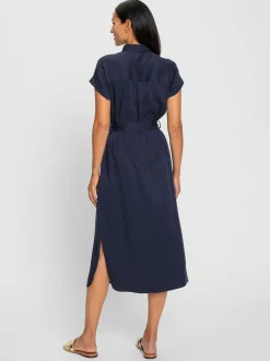 Robe-chemisier en lyocell avec col chemise ceinture à nouer