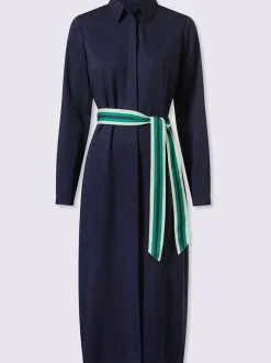 Robe-chemisier en lyocell avec col chemise et ceinture nouée