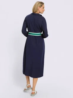 Robe-chemisier en lyocell avec col chemise et ceinture nouée