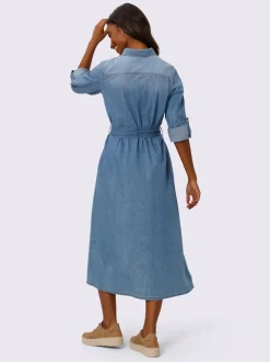 Robe-chemisier en pur coton avec col chemise et poches poitrine